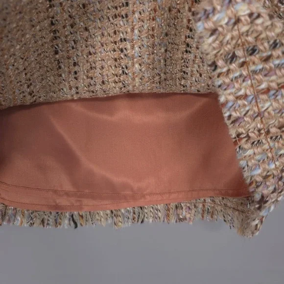 ALBERTA FERRETI ITALY‎ MADE Women's Skirt 6 VIRGIN WOOL Blend Knit Straight Tan